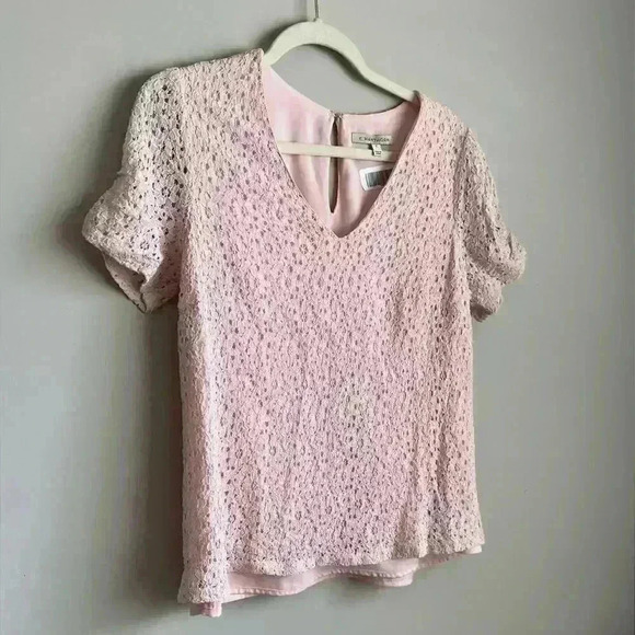 41 Hawthorn Pink Lace Overlay Blouse Women’s Medium - Picture 2 of 3
